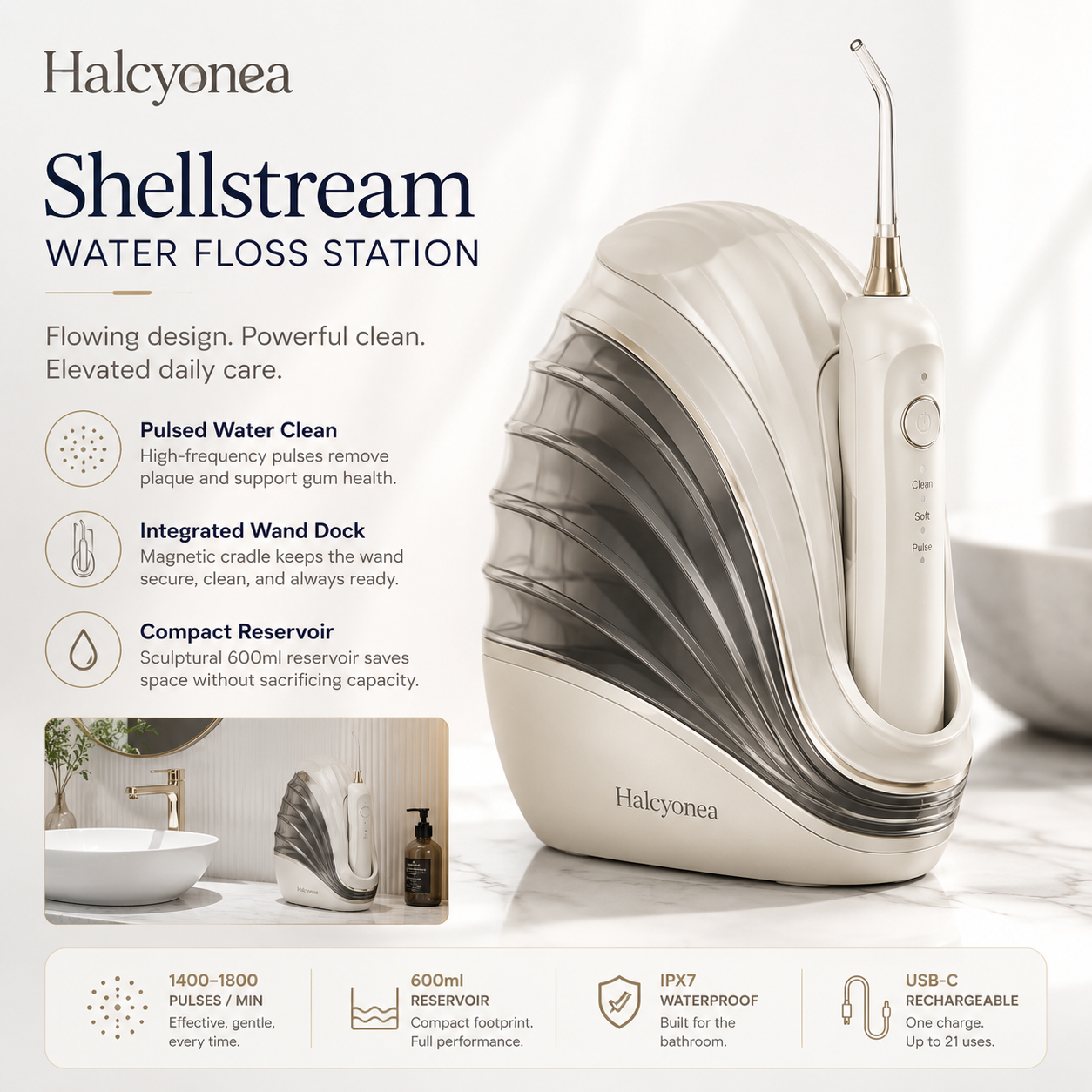 Halcyonea™ Shellstream Water Floss Station