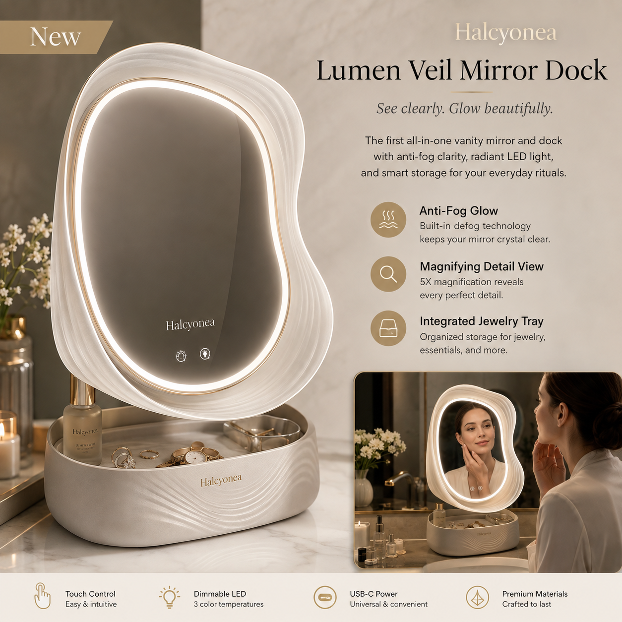 Halcyonea™ Lumen Veil Mirror Dock