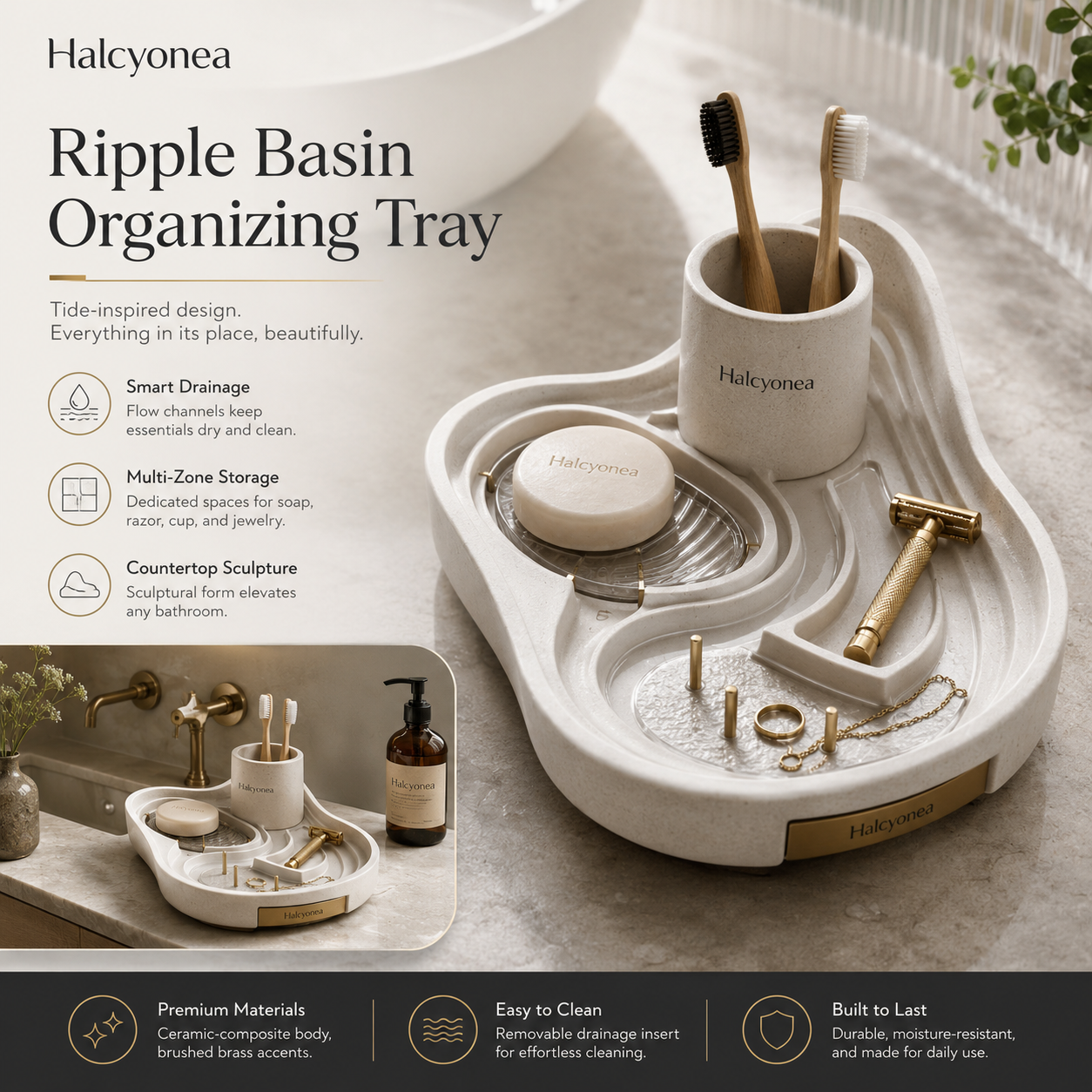 Halcyonea™ Ripple Basin Organizing Tray